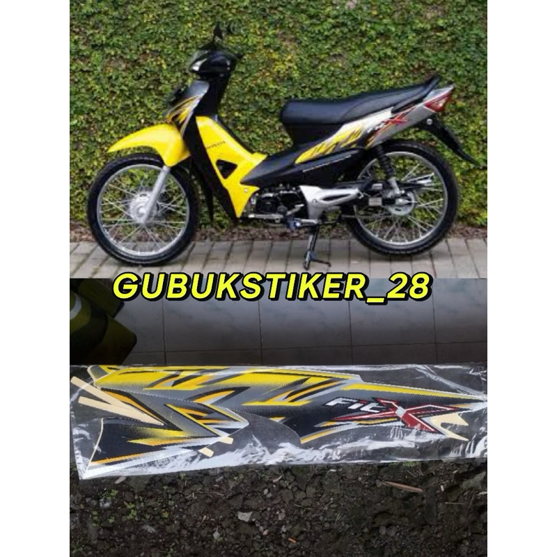 STRIPING STIKER LIS BODY MOTOR HONDA SUPRA FIT X TAHUN 2008 KUNING