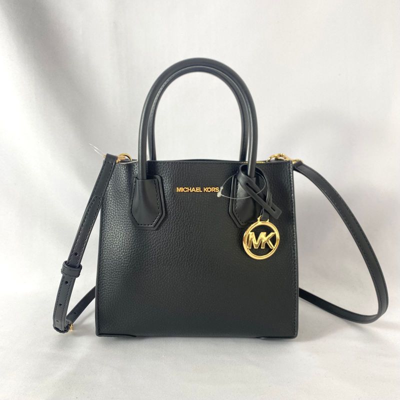 Michael Kors Mercer Leather Medium Messenger Blac