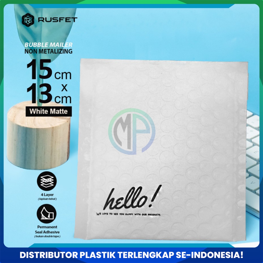 

Amplop Security Bubble Mailer White (Putih) 15 x 13cm Premium Solid Color Merek Rusfet Harga Satuan