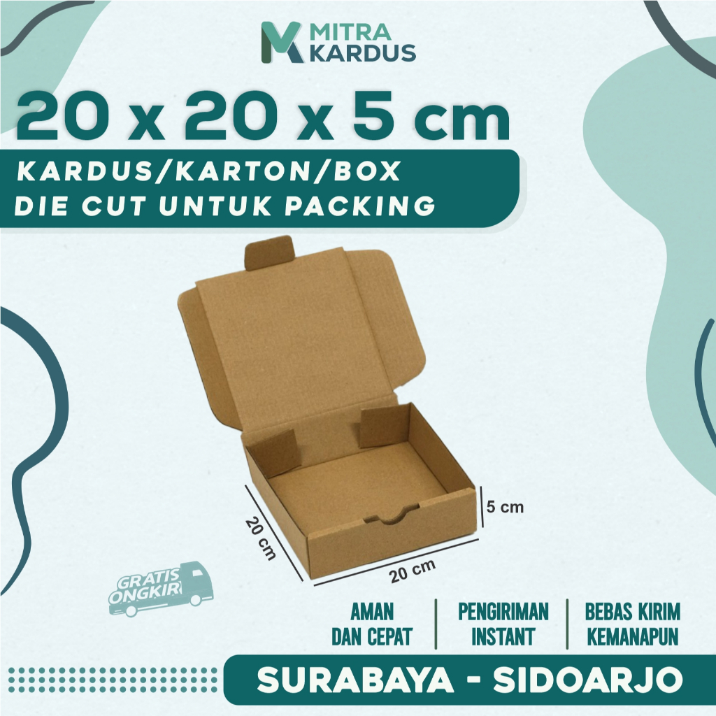 

Kardus Die Cut 20x20x5 | Box Die Cut Corrugated Single Wall Premium | Box Packing | Box Hampers