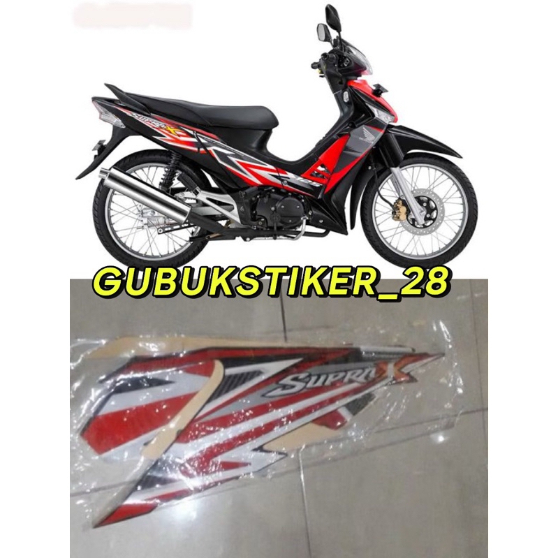 STRIPING STIKER LIS BODY MOTOR HONDA SUPRA X 125 TAHUN 2012 MERAH HITAM