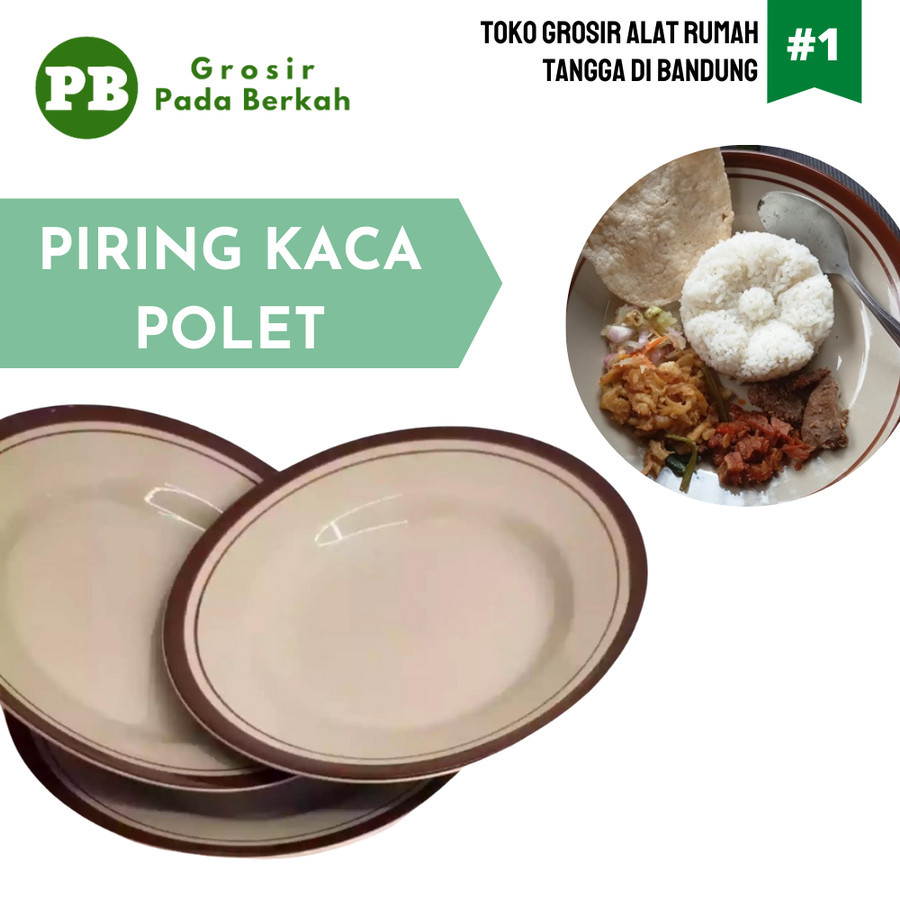 Piring Polet Piring Makan Keramik Lucky Piring List Coklat -1Lusin