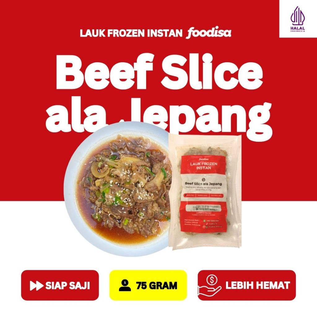 

FOODISA - Beef Slice Ala Jepang (75 Gram) - Lauk Frozen Instant Praktis Siap Saji