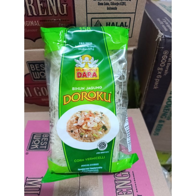 

Bihun jagung Doroku cap burung dara158 gr 2 keping