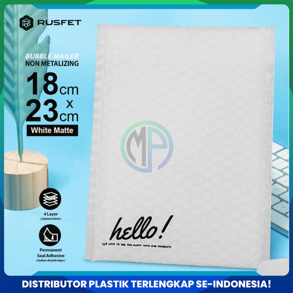 

Amplop Security Bubble Mailer White (Putih) 18 x 23cm Premium Solid Color Merek Rusfet Harga Satuan