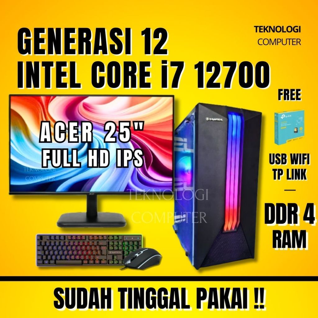 Core i7 12700 ‖ Gen 12 ‖ Full Set ‖ PC Rakitan ‖ Komputer CPU ‖ Kantor