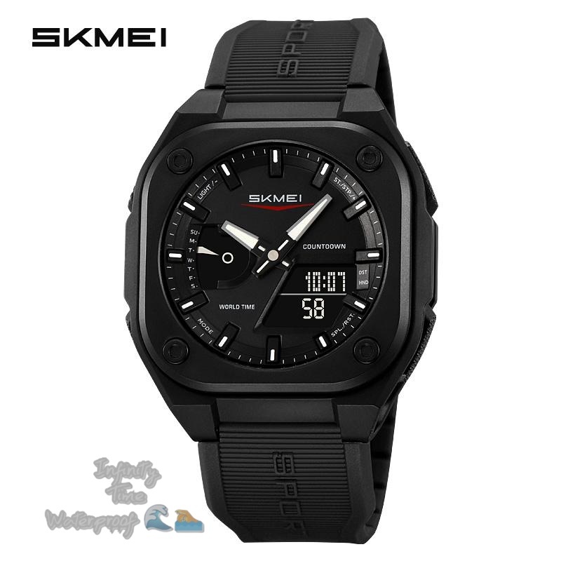 Jam Tangan Skmei 2328 Cowok Analog Digital Strap Rubber Kualitas Original Waterproof