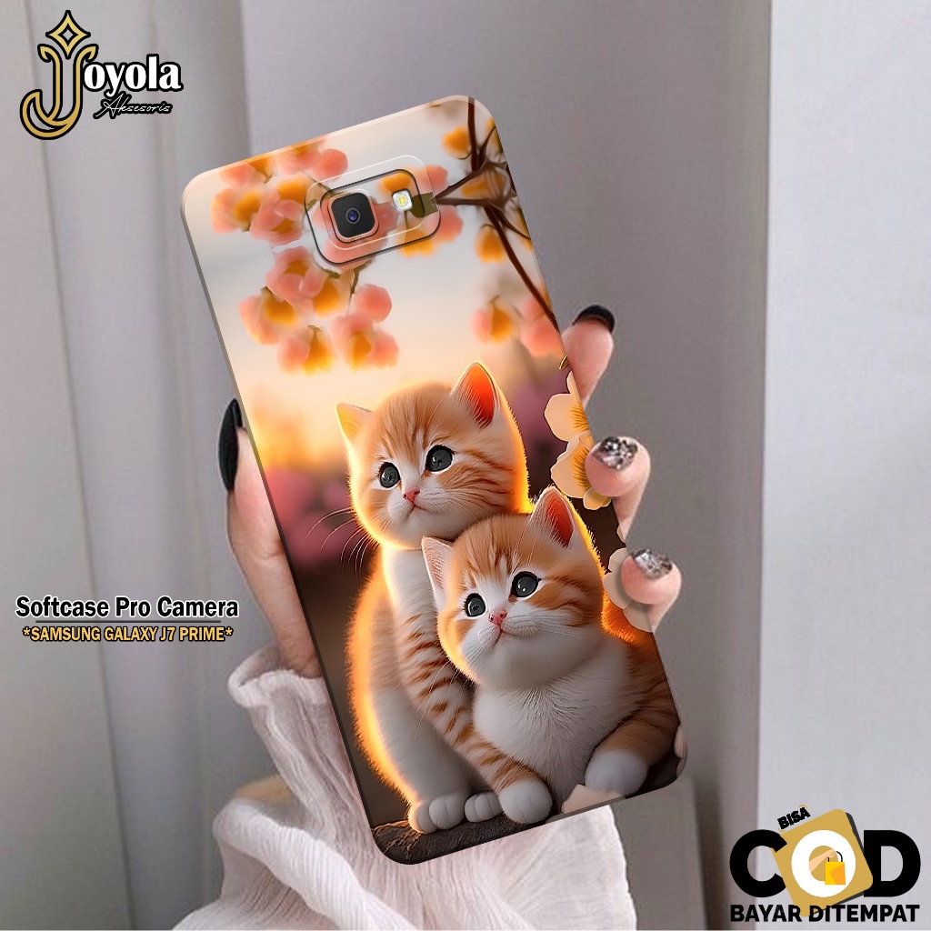 JOYOLA Case Samsung Galaxy J7 Prime Fashion Case Kucing Softcase Samsung Galaxy J7 Prime Pro Camera 