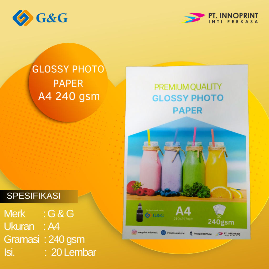 

G&G | Photo Paper Glossy 240GSM 21cm x 29,7 cm (A4)