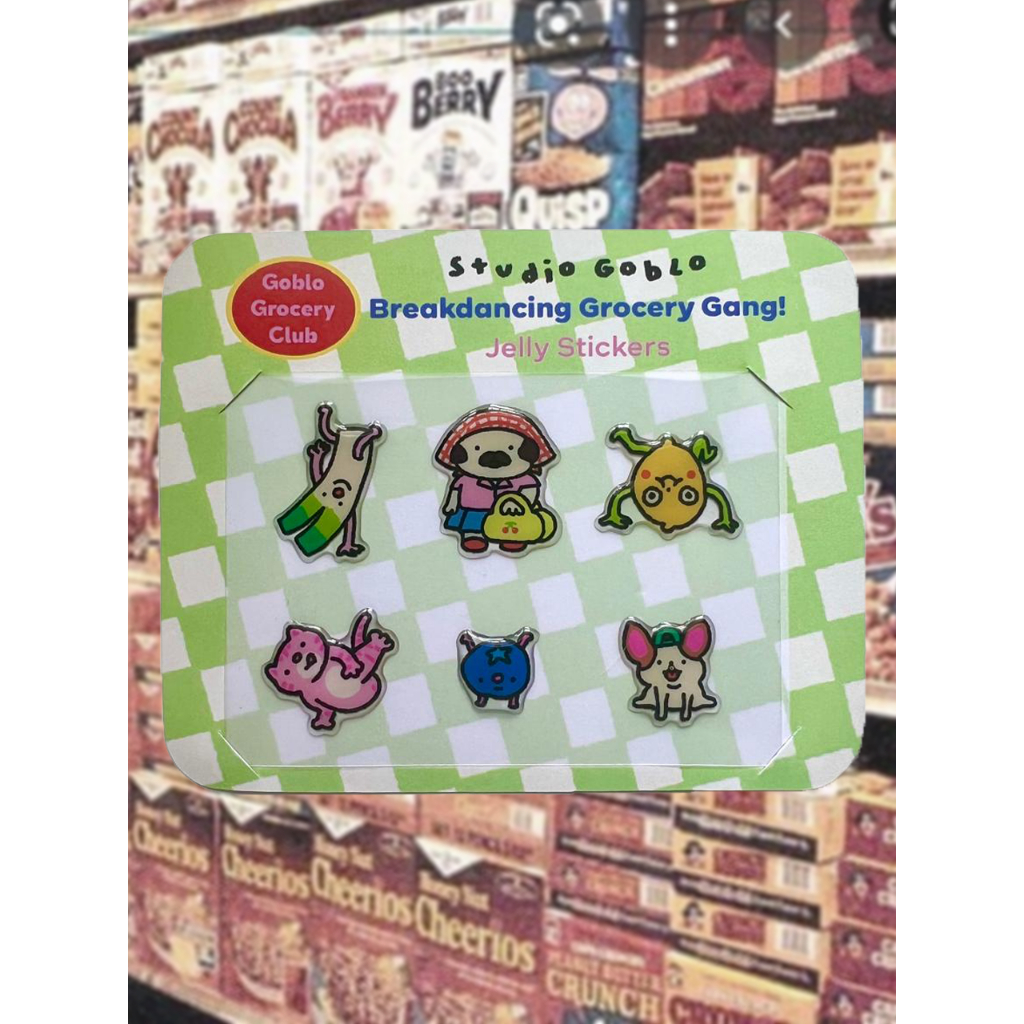 

Studio Goblo Jelly Sticker Sheet - Breakdancing Grocery Gang!