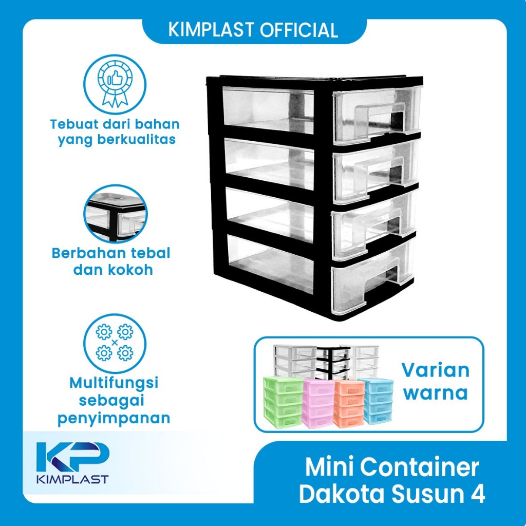 KIMPLAST Mini Container Dakota Susun 4/ Rak Mini Susun 4/ Rak Mini Serbaguna/ Laci Mini/ Rak Susun K