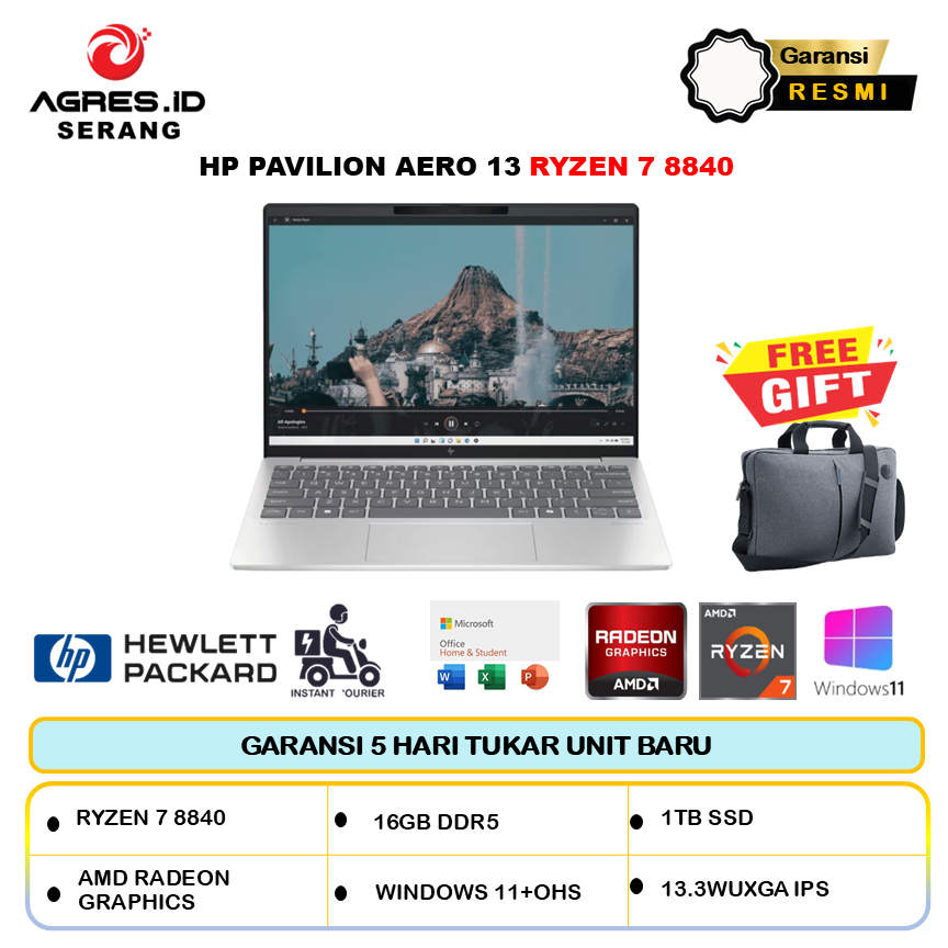 HP Pavilion Aero 13 Ryzen 7 8840 16GB 1TB W11+OHS 13.3WUXGA IPS