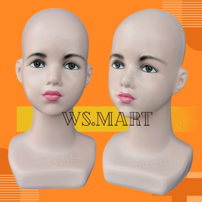 Patung Manekin Kepala Anak Hijab Topi- Patung kepala anak