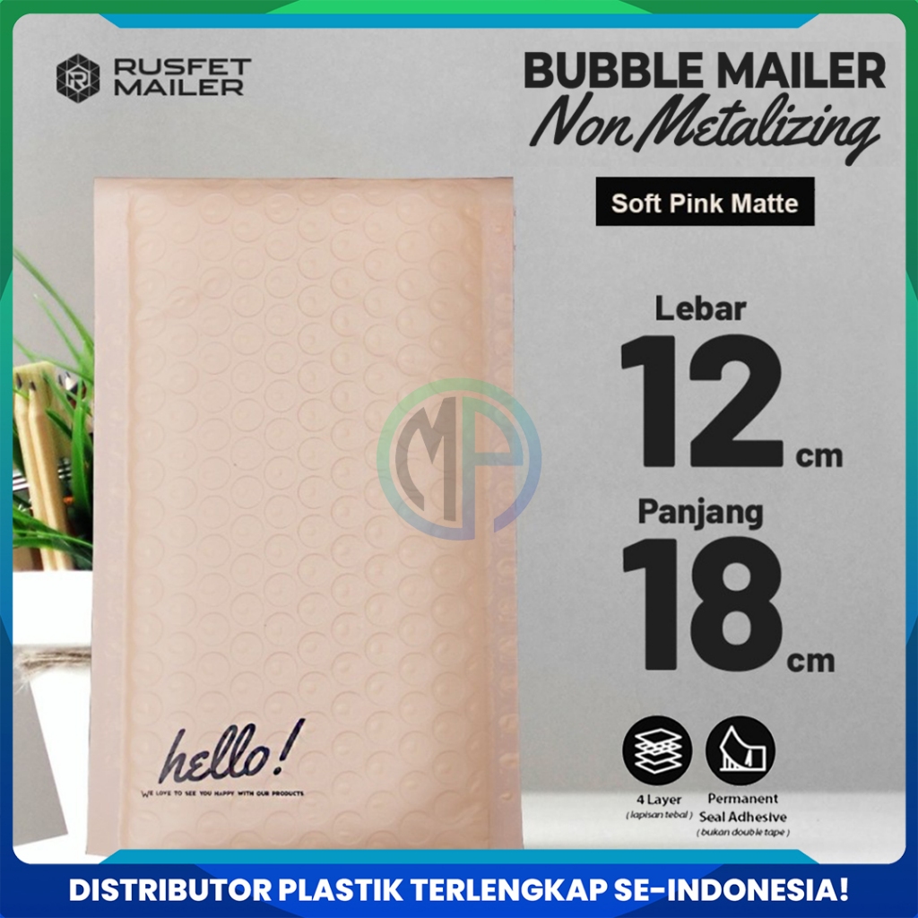 

Amplop Security Bubble Mailer Soft Pink 12cm x 18cm Premium Solid Color Merek Rusfet Harga Satuan