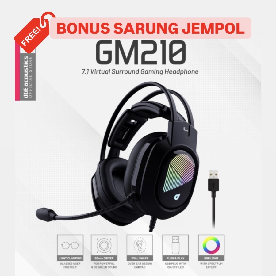 DBE acoustics GM200 USB 7.1 DBE GM210 USB Gaming Headset with Virtual 7.1 Surround