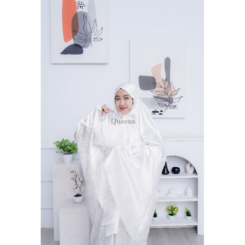 Mukena Dewasa Jaguar Silk Premium Laser Cut Warna Putih