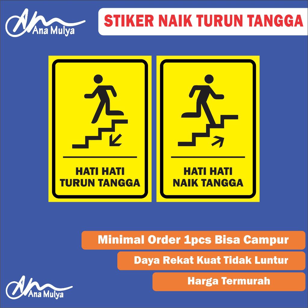 

Sticker Vinyl ANA MULYA Stiker Hati Hati Naik Tangga / Stiker Hati Hati Turun Tangga / Stiker Turun Tangga Awas Jatuh TERLARIS