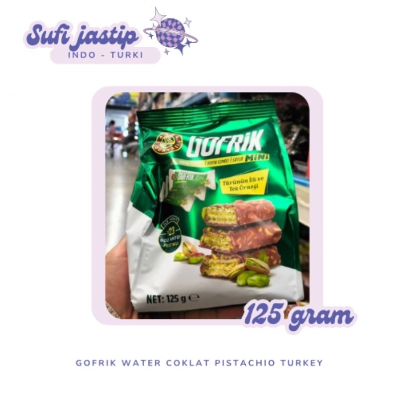 

Gofrik Wafer coklat berlapis kacang pictachio original turkey (125 gram)