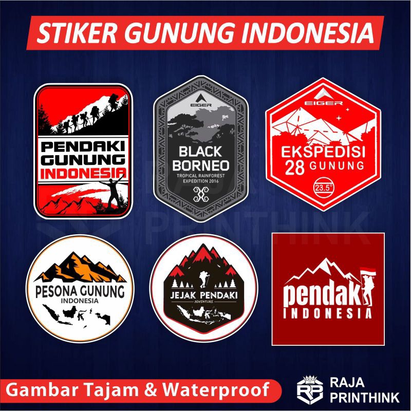 

Sticker Stiker Gunung Indonesia / Stiker Pendaki Black Borneo Jejak Pendaki 7 Summits