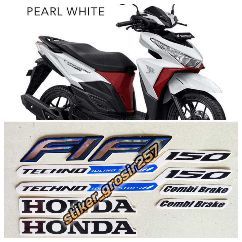 STIKER STRIPING LIS LES BODY HONDA VARIO TECHNO 150 2015 PUTIH IDLING STOP