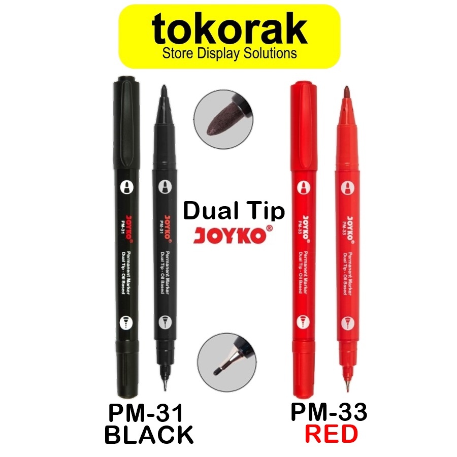 

JOYKO PERMANENT MARKER DUAL TIP JOYKO SPIDOL PERMANEN HITAM PM 31 PM31 MERAH PM33 33