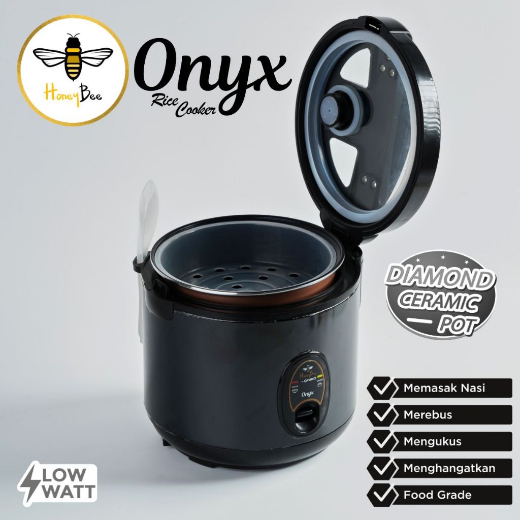Honeybee Onyx Rice Cooker 1.2Lt Kaca Transparan