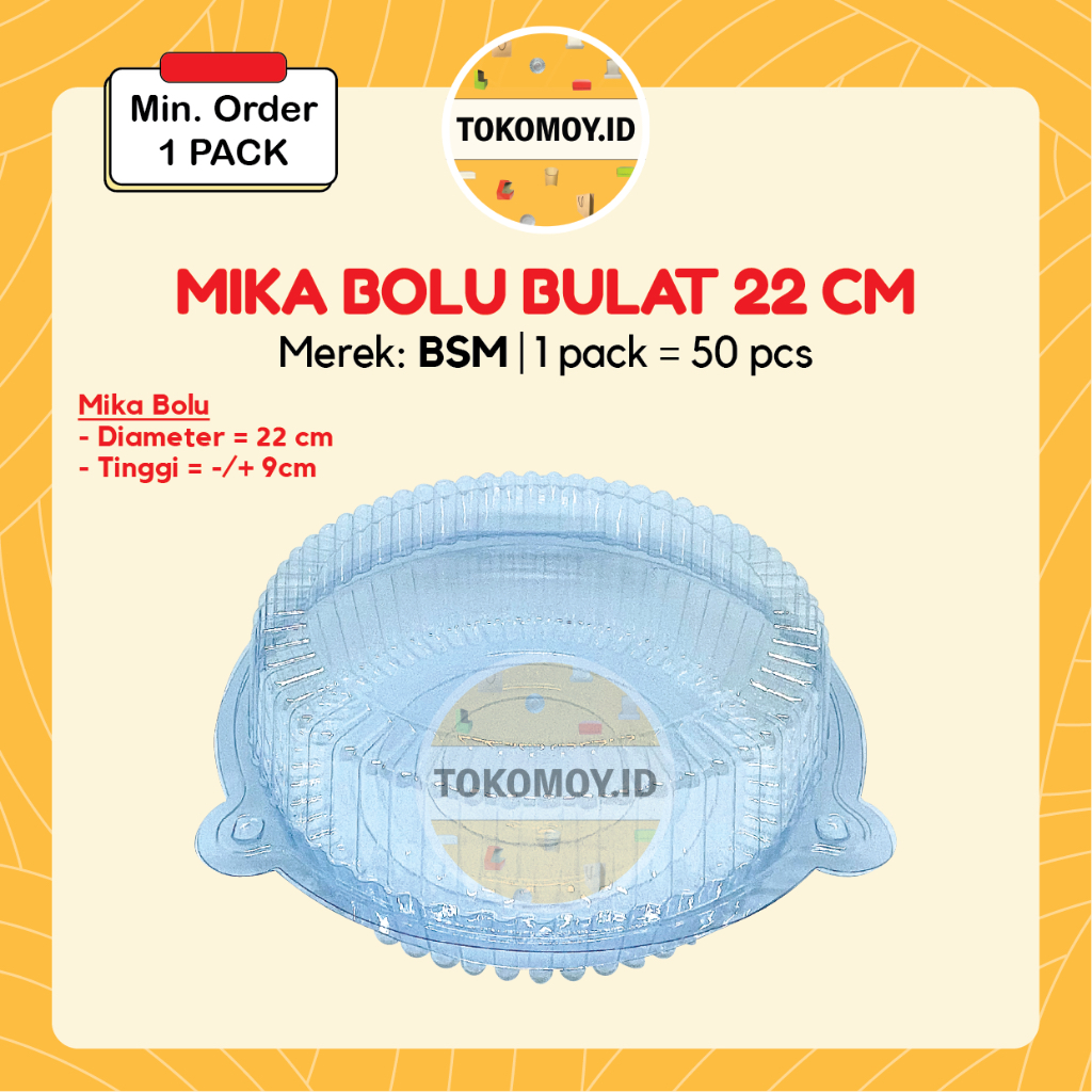 (isi 50pcs) Mika Bolu Sifon Bulat Ukuran Diameter 22 cm - Box Plastik Chiffon Cake