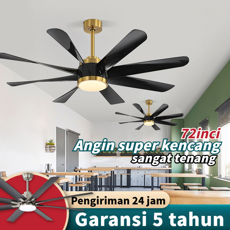 Lampu kipas angin gantung plafon 72 inci remote 3warna kipas angin ruang tamu dengan lampu kipas bal