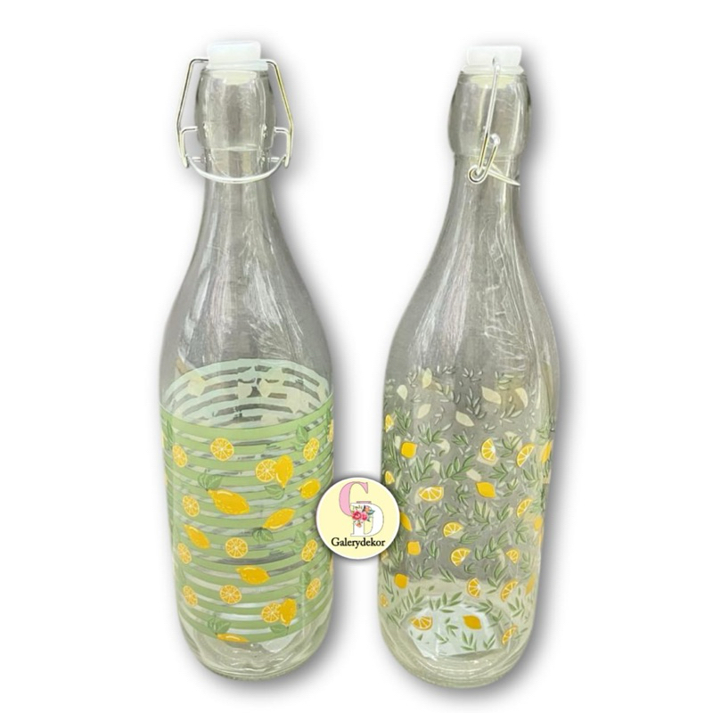 BOTOL MINYAK GORENG KACA 1000ML/BOTOL AIR MINUM KULKAS /BOTOL KACA SERBAGUNA TEBAL MOTIF SUMMER