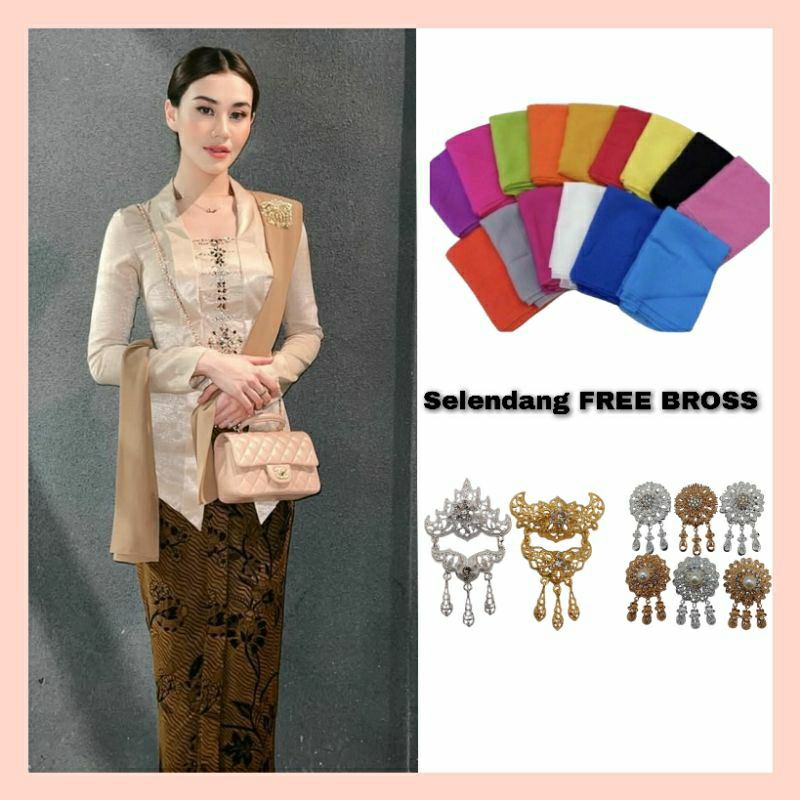 Selendang Kebaya polos free bros | Selendang Pundak kebaya | Slayer Pundak Polos | Aksesories Pundak