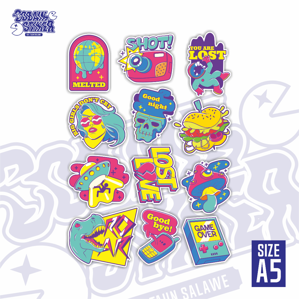 

Stiker Waterproof Vinyl | Stiker Vinyl Laminasi Anti Air | Stiker Pack Costum | RETRO #01