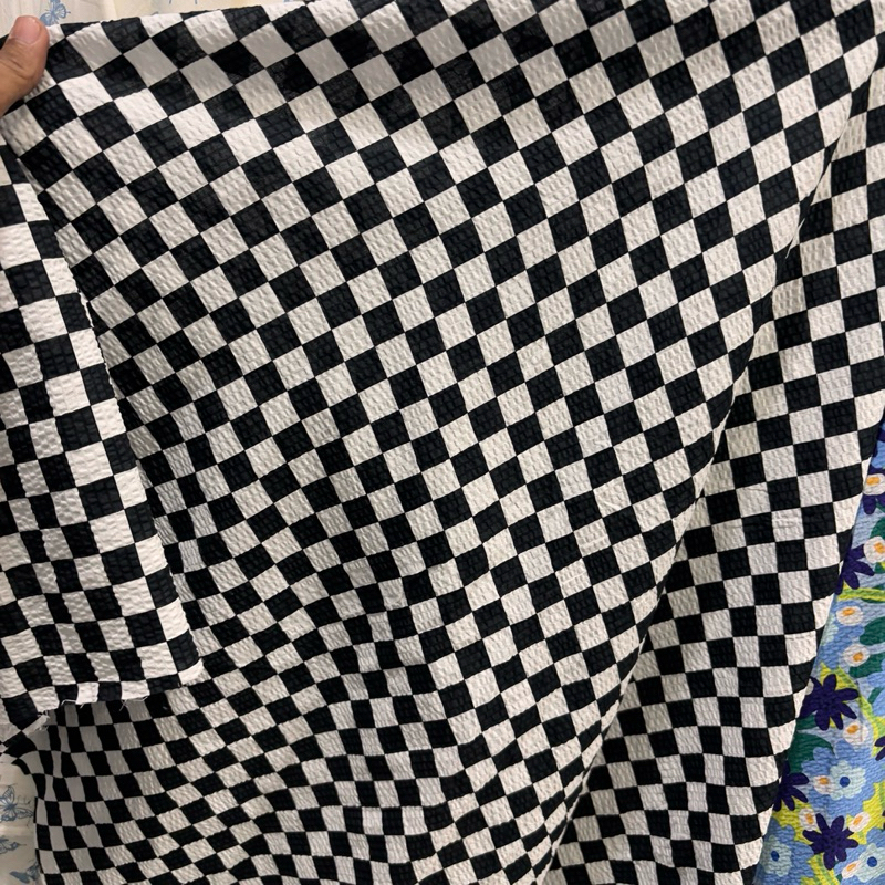 kain katun Paris cringkel premium - kain katun Paris Embos - kain katun motif - kain motif catur - k