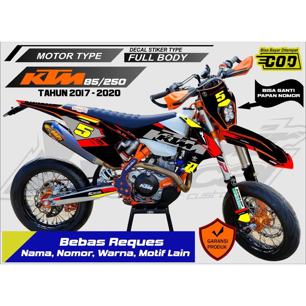 Sticker Decal Stiker KTM 150 / 250 2017 - 2019 Full Body Bebas Reques