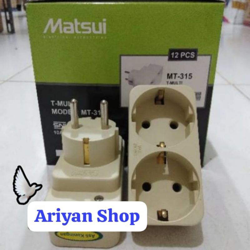 Steker T Multi Stop Kontak 2 Lubang Putih MATSUI MT-315