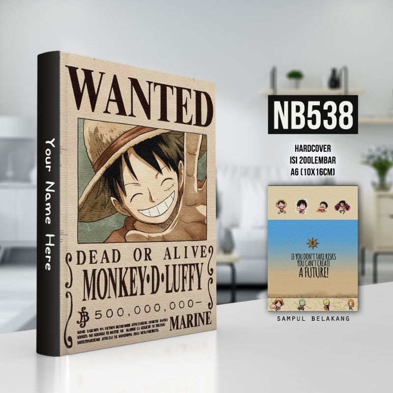 

Notebook Custom One Piece Marine Wanted Luffy