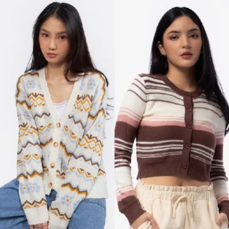 SALE COLORBOX FLOWER LONG SLEEVE SWEATER