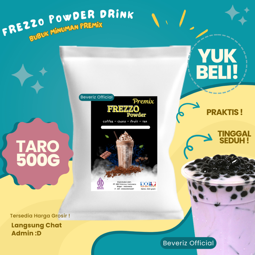 

BEVERIZ Frezzo Bubuk Minuman Rasa Taro | Boba Powder Drink 500gram {Bisa COD} {tersedia harga grosir}