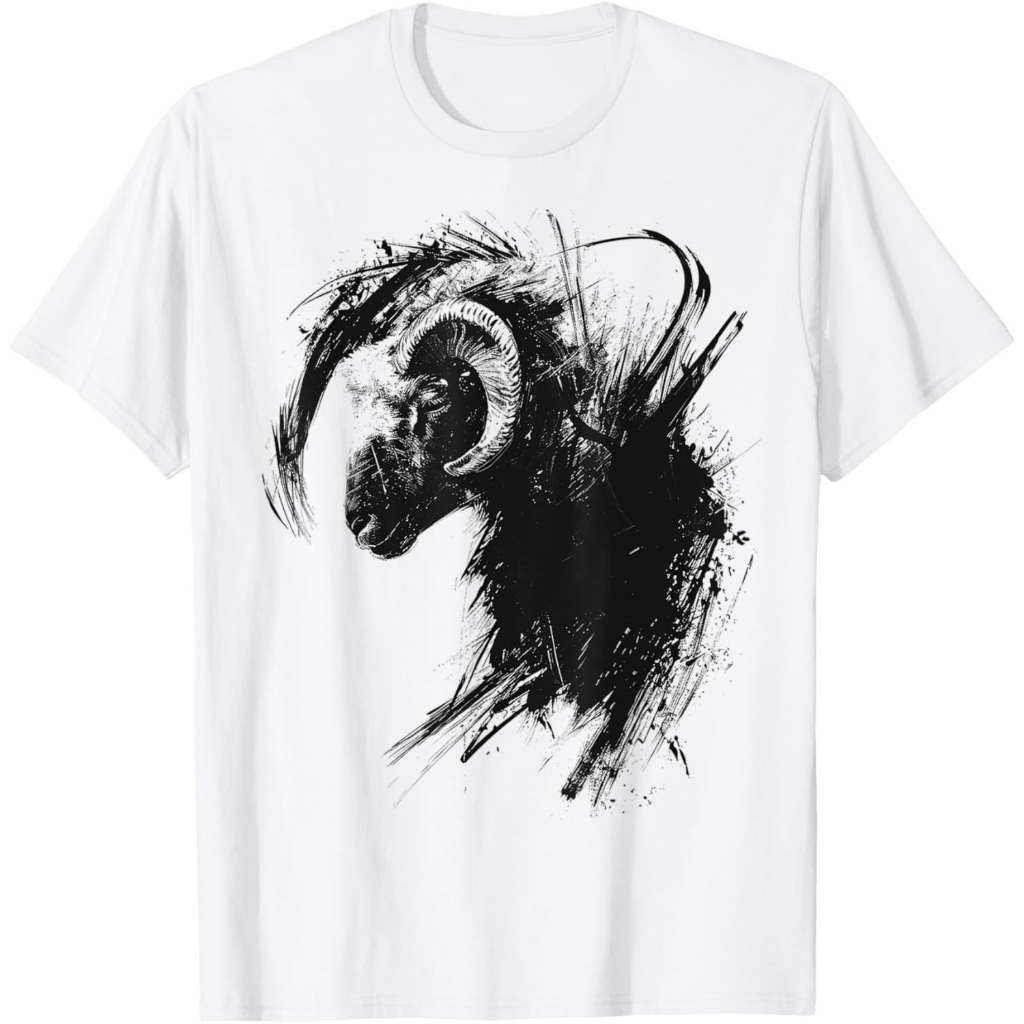 Kaos Grafis Lukisan Seni Hewan Abstrak Kambing