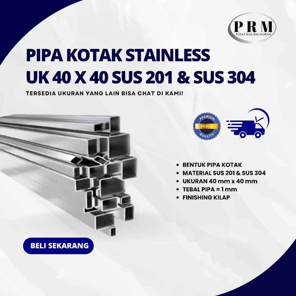 PIPA KOTAK STAINLESS 40 X 40 SUS 201 & 304 / HOLLOW STAINLESS KILAP