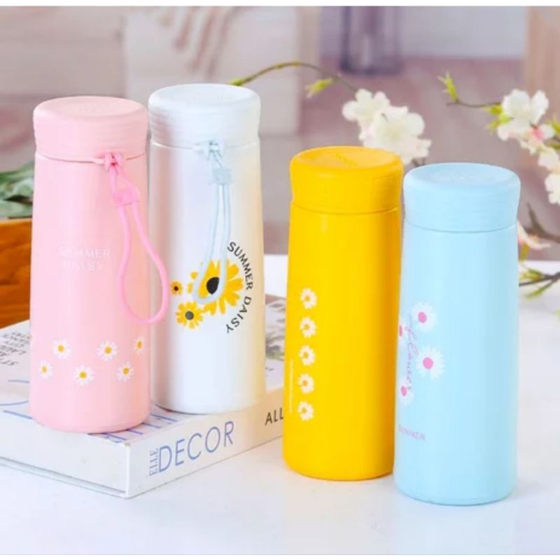 B ( B13 ) BOTOL SOUVENIR KACA MOTIF BUNGA DAISY TANPA BOX
