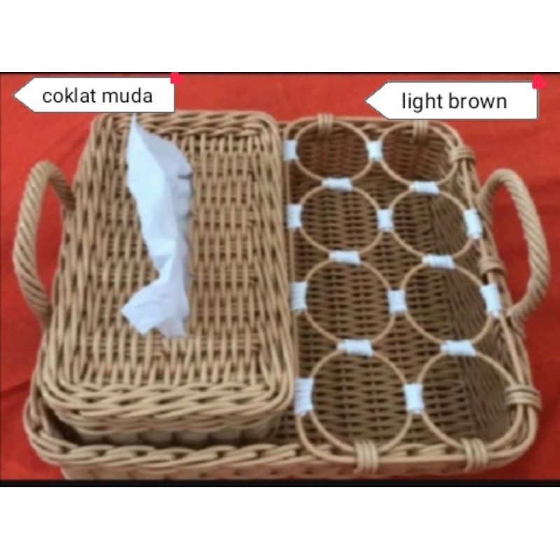 Tempat Aqua gelas Rotan estetik dan tempat tisu rotan estetik dan tempat Aqua gelas Mewah rotan sint