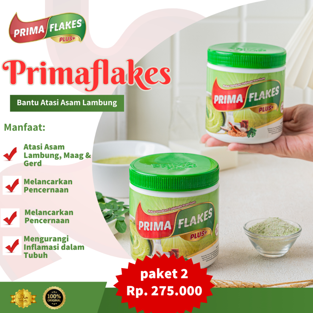 

Paket 2 Primaflakes Atasi Asam Lambung Maag Gerd I gandum talbinah I susu etawa I primaflkaes original herbal
