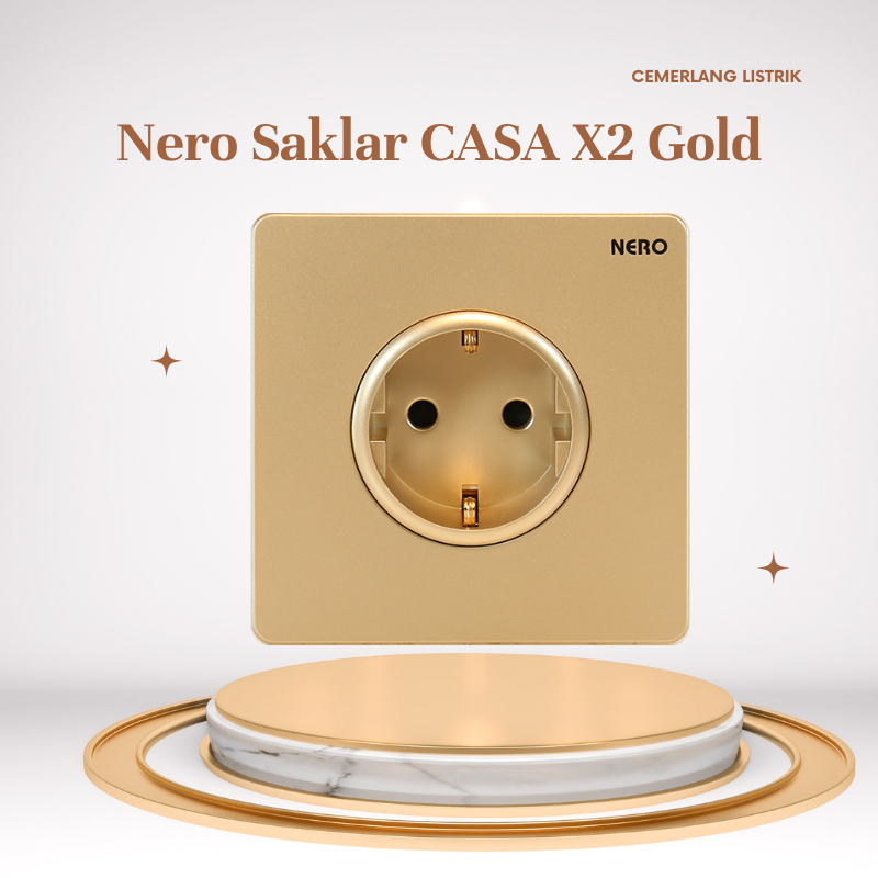 Nero Stop kontak Casa Gold- X216VG-G / Stopkontak Nero Gold Casa X2