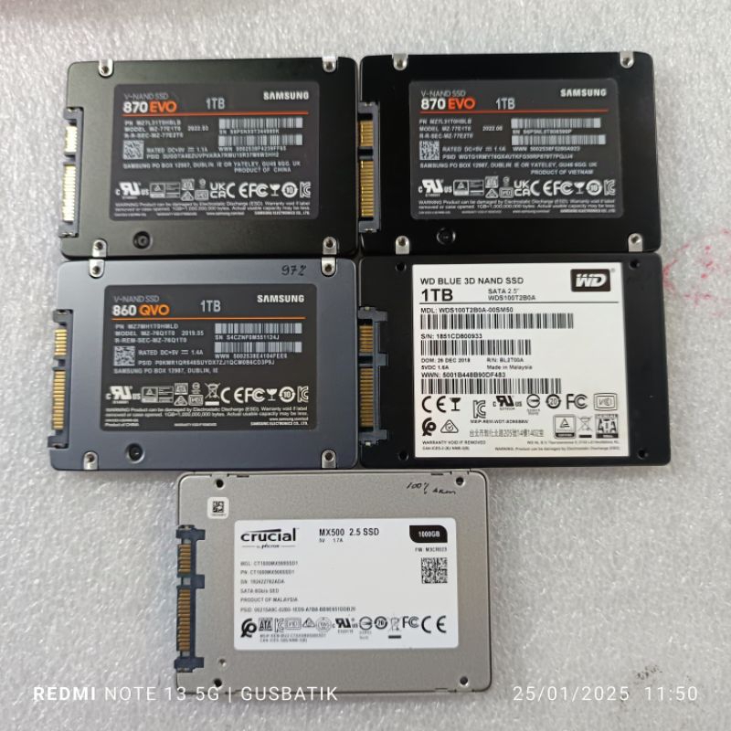ssd 1TB 1 TB 1000GB 2TB 2 TB Sata III 2.5 inch second bekas murah original