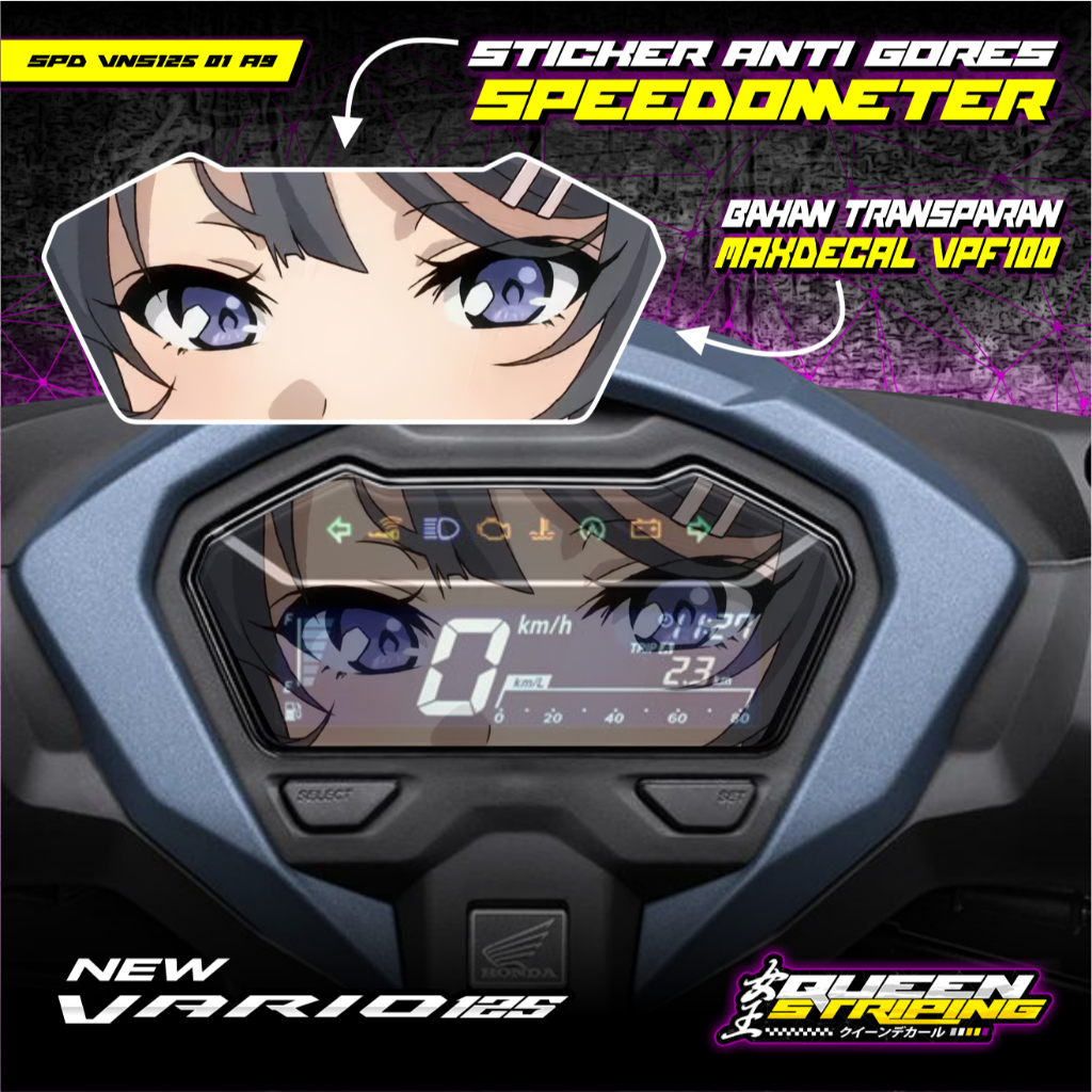 Stiker Speedometer Motor Vario 125 New / Stiker Transparan Variasi Anime Mai Sakurajima - SPD-VNS125