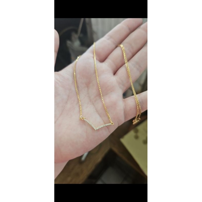 kalung koye trixie liontin listring balok juntai permata putih emas asli 375 8k