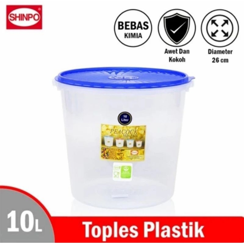 Toples 10 liter Shinpo/ Toples plastik 10 L Shinpo/ Toples Kerupuk dan peyek 10 L