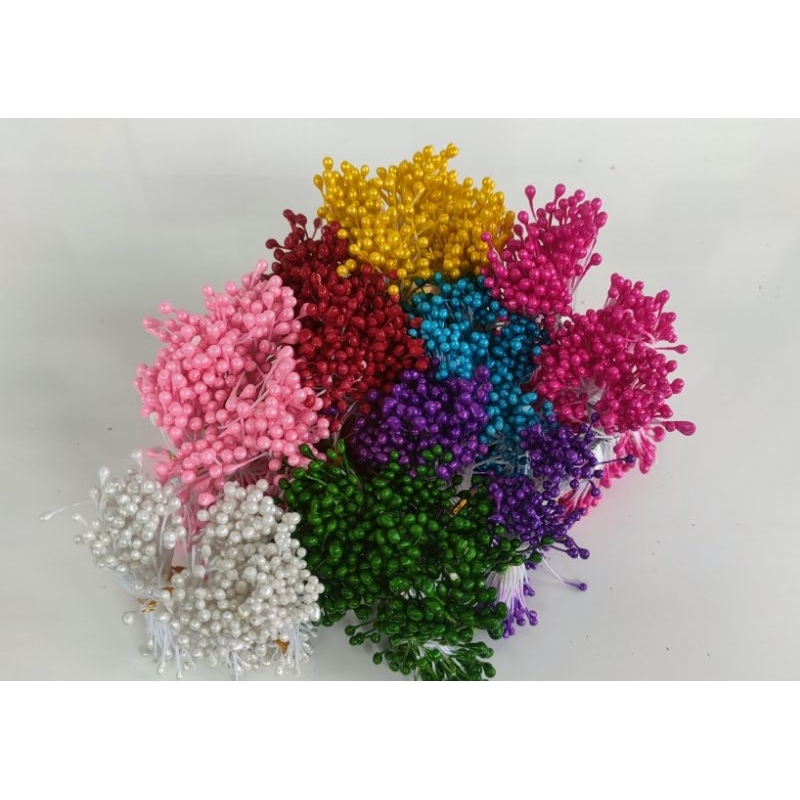 Putik bunga sari plastik hiasan bunga manik manik/putik sari kecil -+/100pcs