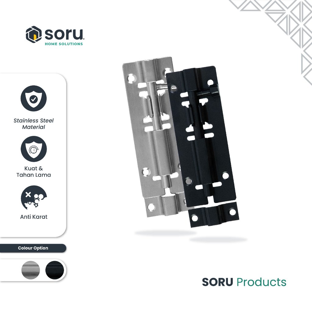 SORU Grendel Pintu Rumah Slot Pintu Rumah Slot Kunci Bulat Panjang Stainless 3 Inch - 4 Inch