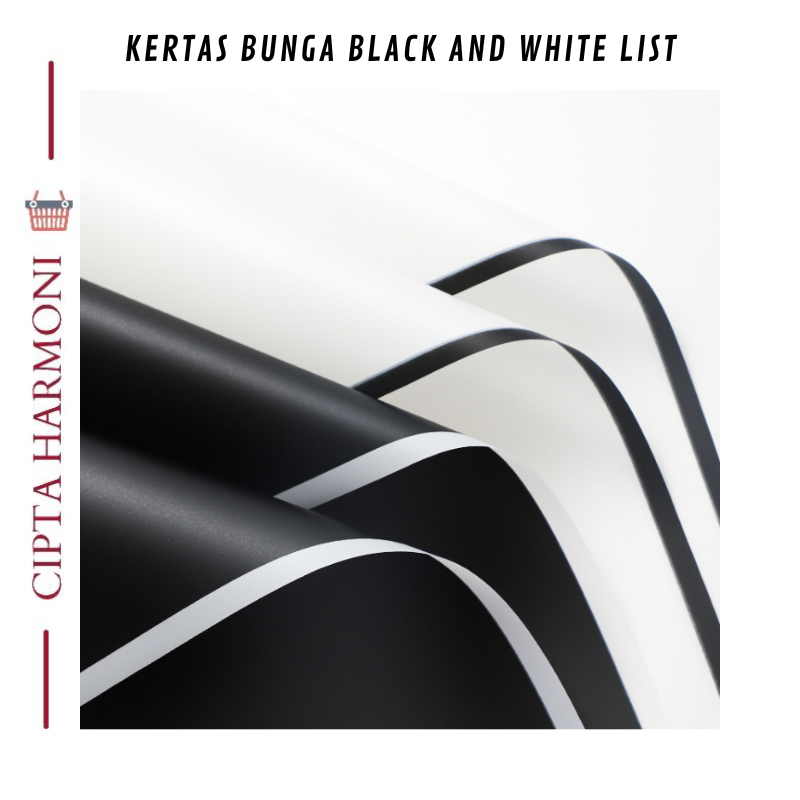 

Flower Wrapping Paper Black & White Buket Bunga List Putih & Hitam KB06